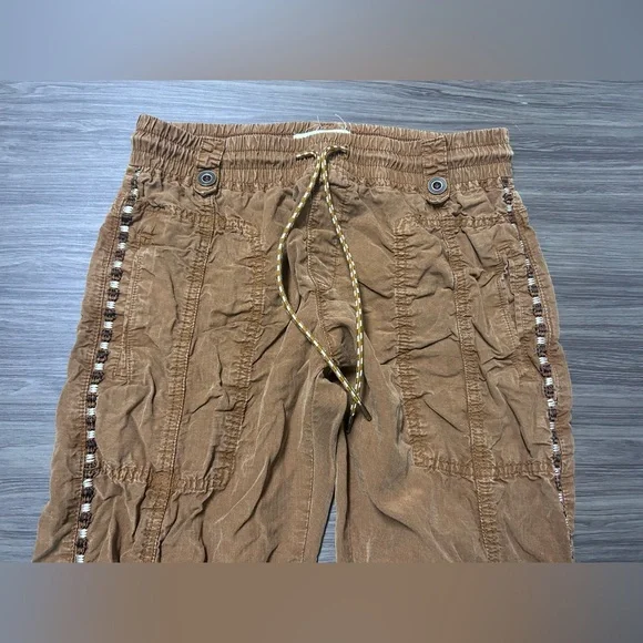 By Anthropologie Elastic Tie Waist Jogger Pants Women's Small Brown - Picture 2 of 9